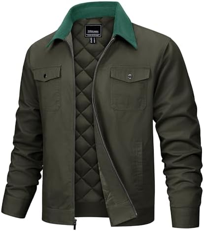 Zeiyignr Men's Lightweight Trucker Jacket Casual Cotton Work