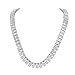 Master Of Bling Mens 2 Row Iced Simulated Diamond 14k White Gold Finish Tennis Necklace Chain