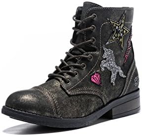 APELPES Casual Girl's/Women's Boots Hip-Hop &amp; Fashion Shoes/Sneakers Side Zipper Anti-Skid Boots (9 (B) M US, Black/Shining)