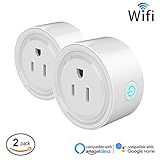 Smart Plugs 2 Pack, BAIVON Mini Smart US Plug Socket WIFI Enabled Switch Compatible with Amazon Alexa and Google Home, Timing Function, No Hub Required, Remote Control from iPhone,iPad,cell phone