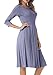 levaca Womens 3/4 Sleeve Pockets Draped Loose Swing Casual Work Midi Dress Daybreak L