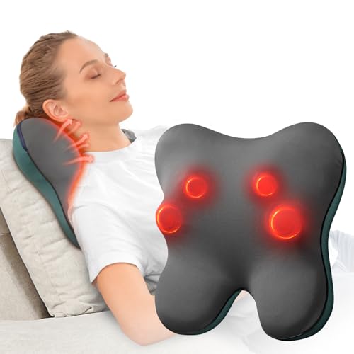 BOB AND BRAD EZBack Cervical and Back Massager with Heat, Shiatsu Massage Cushion for Neck, Shoulder, Lumbar, Relaxation at Home and Office, Ideal Gift