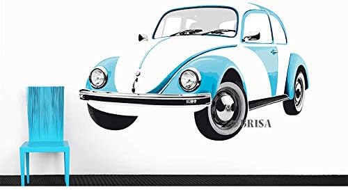 BRISA VW Collection Volkswagen Selfadhesive Wall Tattoo Sticker Decoration Poster with T1 Bus Campervan Design (Beetle/Blue) - Image 5