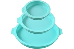 Newk Silicone Round Cake Mold, 3 Packs Silicone Cake Pans Mold for Layer Cakes, Rainbow Cakes, Resin Coasters – 4”+6“+8”