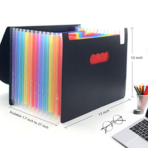 Ordner A4/Dokumentenmappe A4, Ordner mit 12 Taschen, A4-Dateien, Akkordeon-Dokumentrechnung, Papierkram, Aufbewahrungsmappen für den Schreibtisch mit farbiger Registerkarte