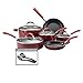 Farberware Millennium Nonstick Cookware Pots and Pans Set, 12 Piece, Red