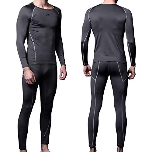 FITEXTREME MAXHEAT Mens Thermal Underwear Long Johns Set with Fleece Lined Grey M - Thumbnail 7