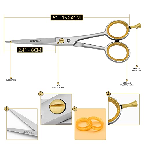 Forbici parrucchiere professionali per barbiere taglio capelli con pettine e PU astuccio - extra affilate in acciaio inossidabile - Forbici per capelli