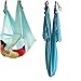 Wellsem5.5 Yards(5m/set) Elastic Pilates Yoga Aerial Swing Yoga Hammock with Carabiner&daisy Chain