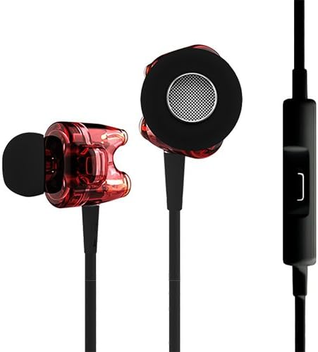 TTPOD T1-S with mic High Fidelity Definition Dual Dynamic Professional In-ear Earphone Transparent Red