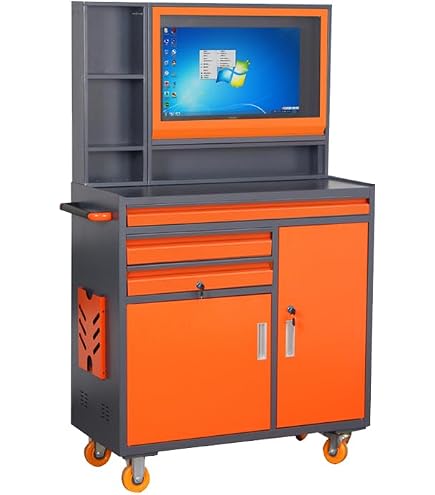 Industrial Computer Cabinet For CNC Workshop - Heavy Duty Movable 27 ...