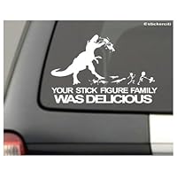 BERRYZILLA Your Stick Figure Family was Delicious Decal T-Rex Nobody Cares About Your Stick Figure Family Funny Vinyl Sticker 8"x5"