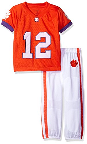 FAST ASLEEP NCAA Clemson Tigers Boys Toddler/Junior Football Uniform Pajamas, Size 7T, Orange/White