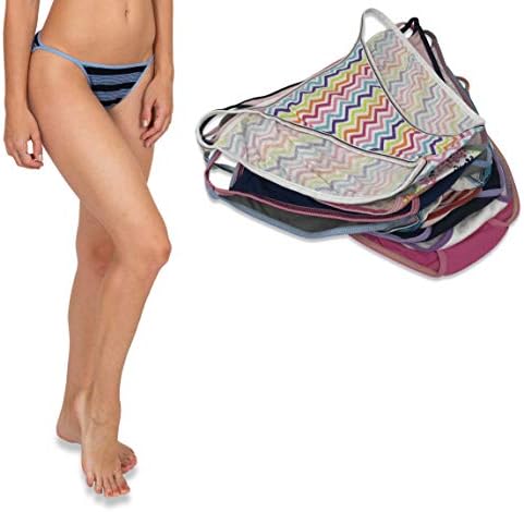 BEST BRAND BASICS Womens 100% Cotton String Bikini Brief Panty- 12 Pack