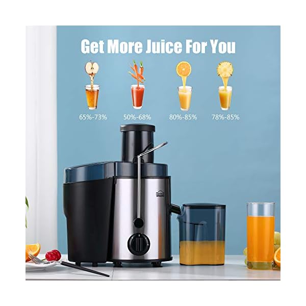 Juicer Machine,DEWINNER Stainless Steel Fruit and Vegetable Juice Extractor Fountain Cold Maker, Centrifugal Fountain with 2 Speed Settings, BPA-Free, Easy Clean Dishwasher Safe with Gift