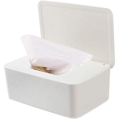 Frjjthchy Wipes Holders Large Capacity Wipes Dispenser Reusable Wipes Case Tissue Box for Home Living Room Bathroom (White)