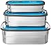 Easy Togo 3 Pack Stainless Steel Food Storage Containers with Lid, Airtight Lunch Box for Adult - Blue