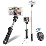 Extendable Selfie Stick Tripod with Detachable Wireless Remote and Tripod Stand for iPhone X/8/8 Plus/7/7 Plus