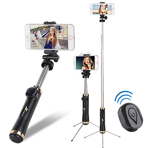 Extendable Selfie Stick Tripod with Detachable Wireless Remote and Tripod Stand for iPhone X/8/8 Plus/7/7 Plus