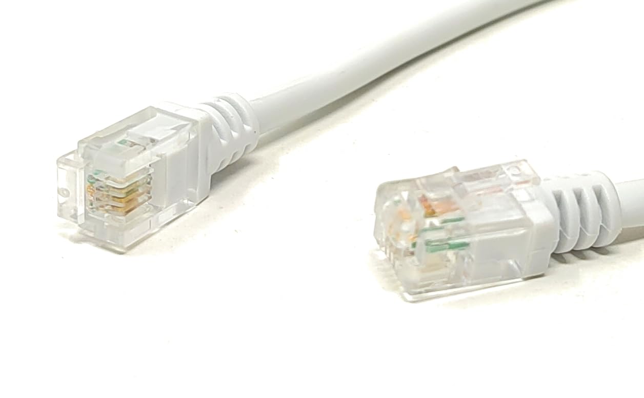 mCore RJ11 to RJ11 ADSL Home Phone, Internet, Broadband, Router, Modem Microfilter Cable Lead Gold Plated Contact Pins (20m, White)