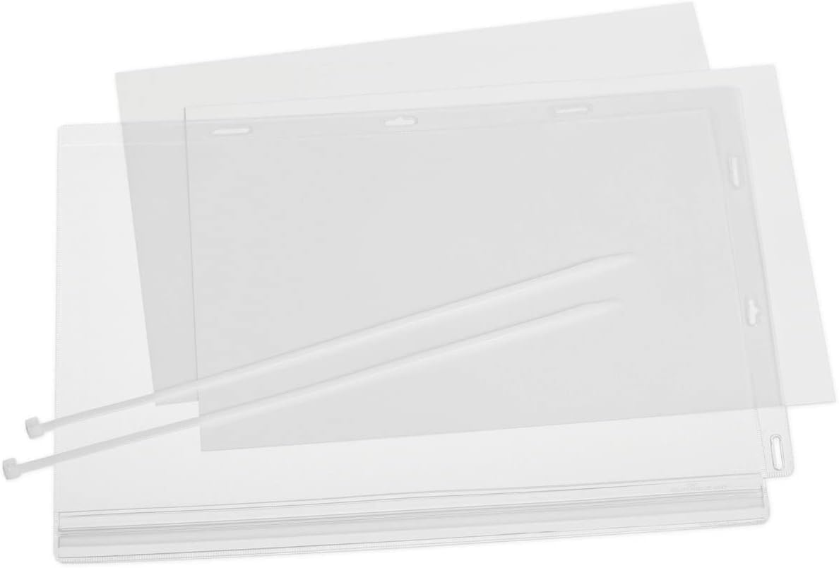 Durable Water-Resistant A4 Cable Tie Pocket - Pack of 5 Transparent Document Holders - Perfect for Outdoor Information Displays – IPX5 Standard Tested