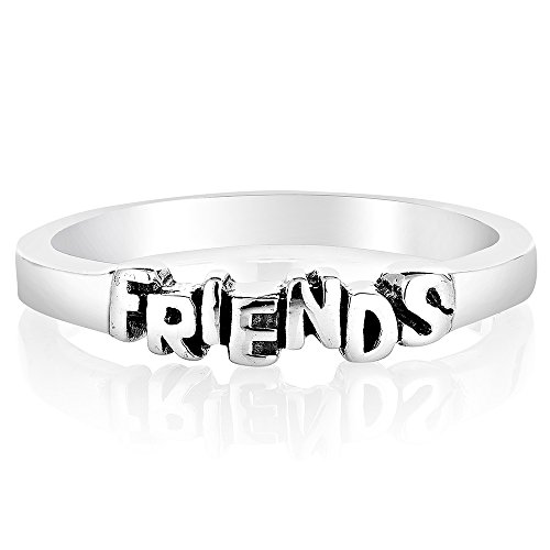 925 oxidized sterling silver "friends" lettered band ri…