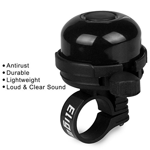 Eligara Bicycle Bell by Aluminum Alloy Bike Bell with Loud, Long, Crisp Sound for Mountain Road Electric Bike Cycle Scooter Ebike Cruiser Tricycle MTB BMX (Black)