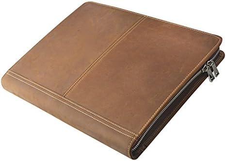 YIWEN Business Portfolio Professional Genuine Vintage Crazy-Horse Leather Padfolio Compact Case for iPad Pro 9.7/iPad Air, with Letter-Size / A4 Notepad and Document(iPad Air 2/iPad Pro 9.7 inch)