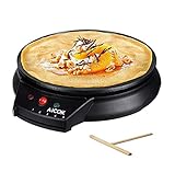 Crepe Maker, Aicok Crepe Pan with 5 Temps Setting, 12 Inch Non Stick Electric Crepe Maker with Spreader