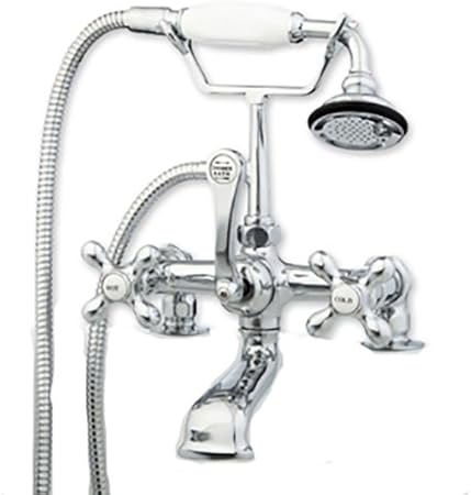 Clawfoot Tub Faucet With Hand Held Shower 2 Deck Mount Risers