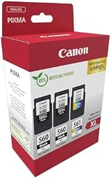 Canon PG-560XL CL-561XL High Yield Black Colour Ink Cartridges 3 Pack view 2