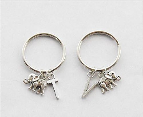 2 Elephant Keychains Best Friend Keychains Dainty Elephant Key Rings Best Friends KSet of 2 Initials Friendship Keychain Elephant Lover Gift