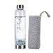 AMOYSTONE Aquamarine Crystal Crushed Stones Water Bottle Infuser Energy with Removable Crystal Protective Sleeve 450ml