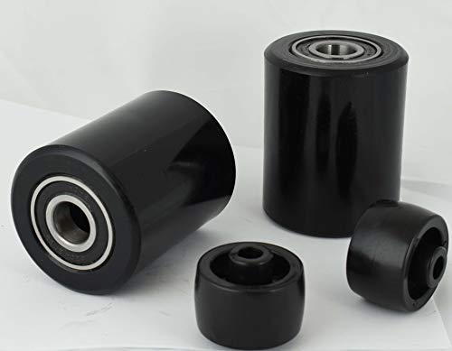 Pallet Jack/Truck Load Wheels 3"x3.75" with Bearings ID 20mm Nylon and Entry/Exit Rollers Black - Thumbnail 2