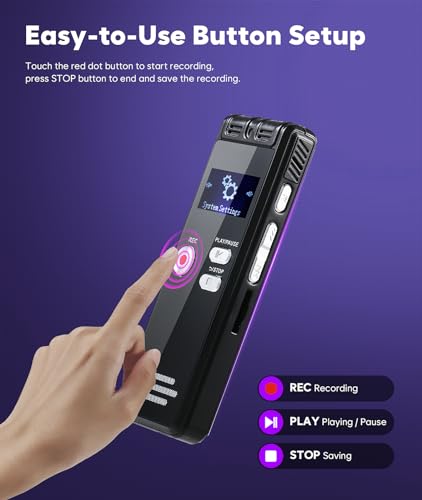 NekSide 64G Voice Recorder - 1536kbps Digital Voice Recorder, Type-C Interface Tape Recorder, One-Touch HD Dual MIC Recording Device for Lecture, Interview, Meeting