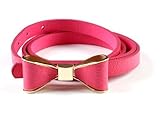 CA Fashion Women's Candy color PU leather Thin Belt Thin Skinny Waistband Rose