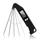 Food Thermometer Foldable Probe Digital Cooking Thermometer Metal Big For Grill Kitchen Oil BBQ(Black)