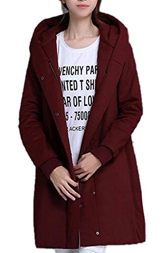 Lingswallow Women Winter Thicken Parka Jacket Hood Quilted Long Down Coat Red Lingswallow Women Winter Thicken Parka Jacket Hood Quilted Long Down Coat Red