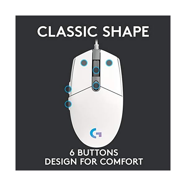 Logitech G203 LIGHTSYNC Gaming Mouse with Customizable RGB Lighting, 6 Programmable Buttons, Gaming Grade Sensor, 8K DPI…