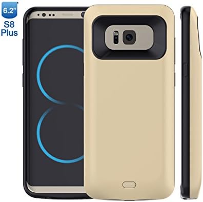 Galaxy S8 Plus Battery Case, LITAUS 5500mAh Rechargeable External Battery Portable Charger Protective Charging Case Juice Power Bank Extended Fast Recharger for Samsung Galaxy S8 Plus（2017 Gold）