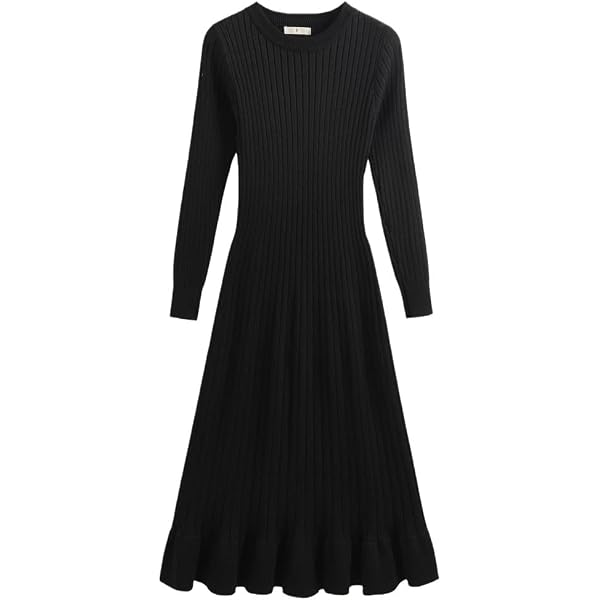 CHICWISH Women's Black Herringbone Print Mock Neck Belted Knit Dress at  Amazon Women's Clothing store