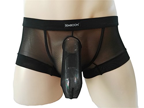 Semboon men s transparent soft mesh cock sheath boxer b…