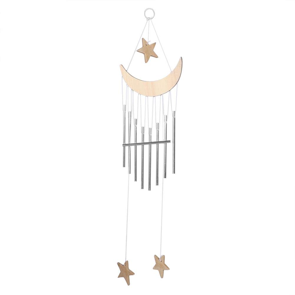 AUNMAS Moon Stars Wind Chimes Outdoor Wind Bell Tinkling Home Hanging Decor Deep Tone Tubes Memorial Corinthian Bells (Burlywood, 25.6 inches)