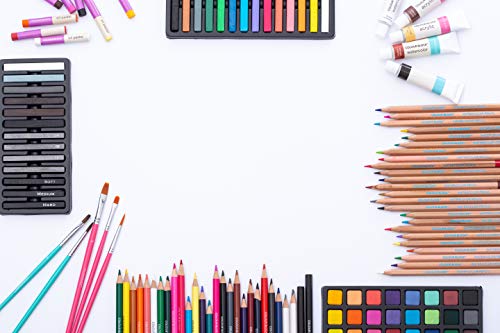 COLOUR BLOCK Premium 181 Piece All Media Art Set in Durable PU hinged Box, with Soft & Oil Pastels, Acrylic & Watercolor Paints, Watercolor, Sketching, Charcoal & Colored Pencils and Art Tools