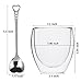 KUWAN 8.5 Ounce Glass Coffee Cup with Spoon Heart Shaped Strong Double Wall Insulated Borosilicate Thermo for Tea