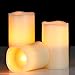 VonHaus Electric Candles - 3 x Flameless Battery Operated Real Wax Pillars - 12 LED Color Settings, Remote Control & Timer (Ivory Color)