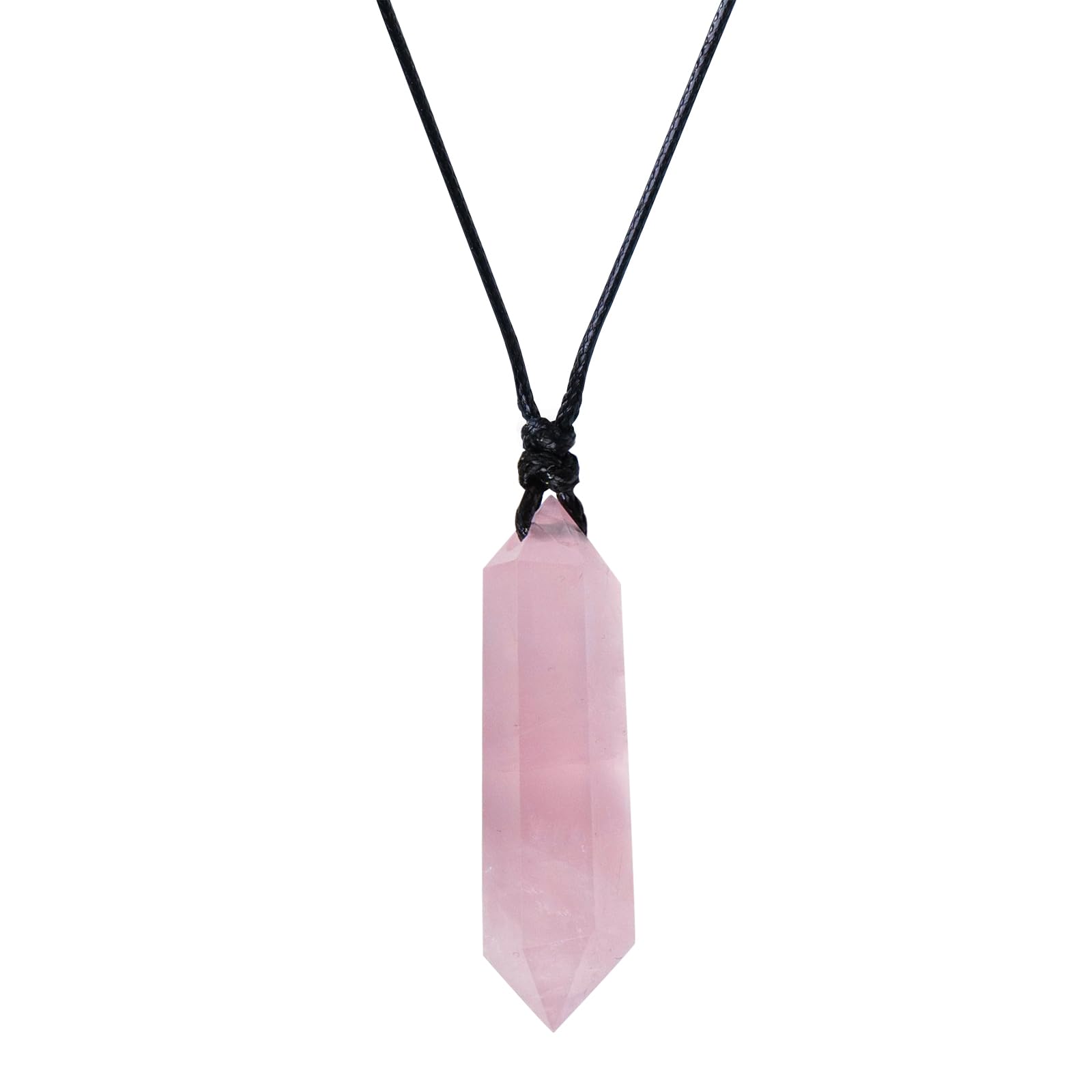 RJINGSHI Bullet Necklace Natural Rose Quartz Crystal Necklace Handmade Woven Healing Crystal Men and Women Necklace Gift