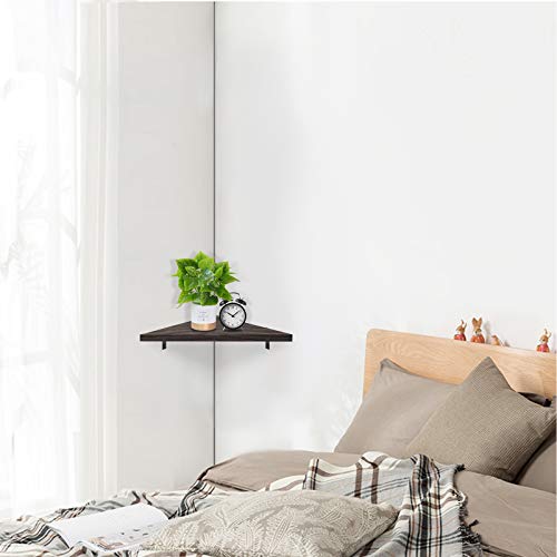 Befayoo Solid Pine Floating Corner Shelves Wall Mounted, Rustic Storage Decorative Shelf for Bathroom, Bedroom, Living Room, Kitchen, Office