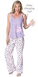 Lavender Heart Print Cotton Heat Activated Color Changing Pajamas for Women