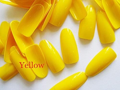 500 Pcs French False Tips Nail Art Full Round Acrylic UV Gel Tip 14 Colors Best Gift for Lady Nails make up (Yellow)